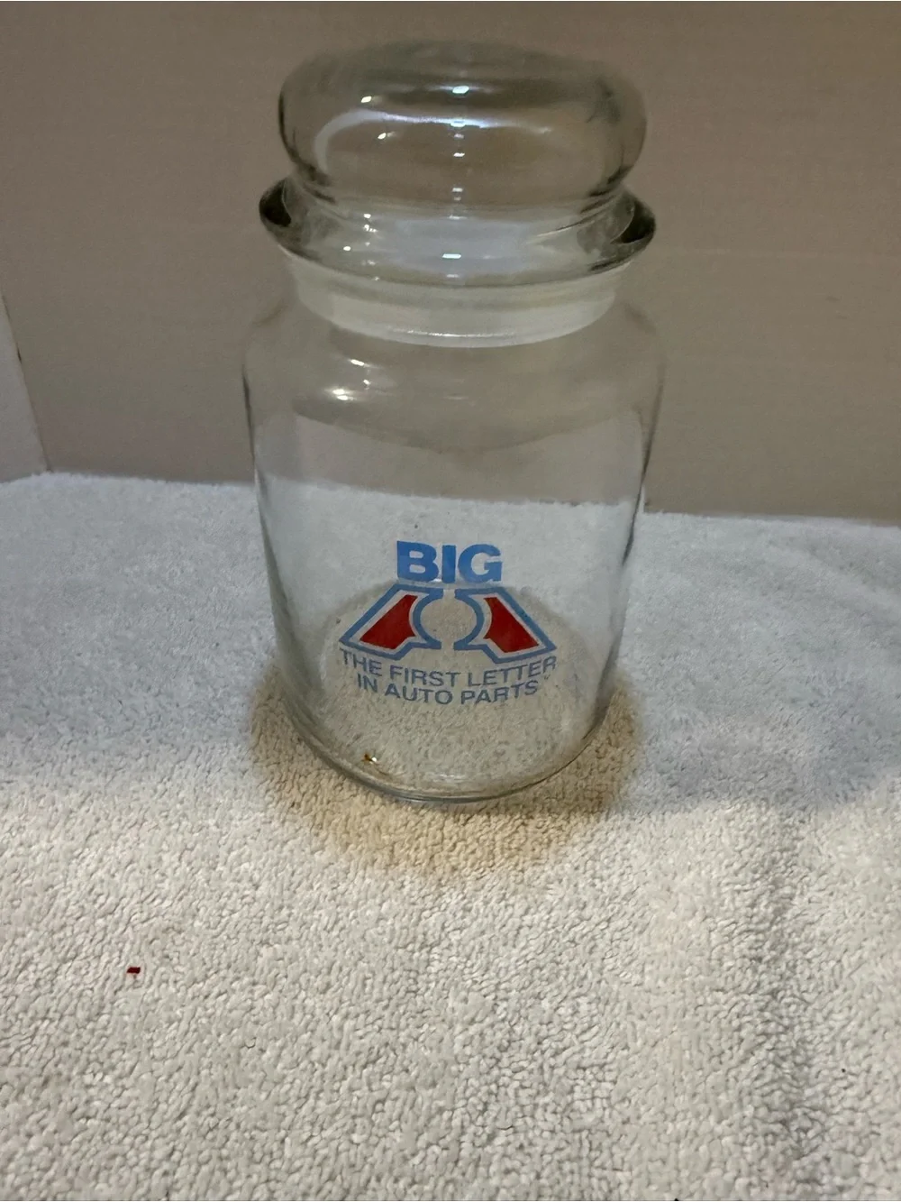 Vintage rare Big A auto parts glass jar